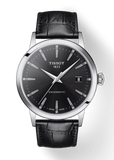 Tissot Gentleman Powermatic 80 Silicium Black Dial Black Leather Strap Watch For Men - T127.407.16.051.00
