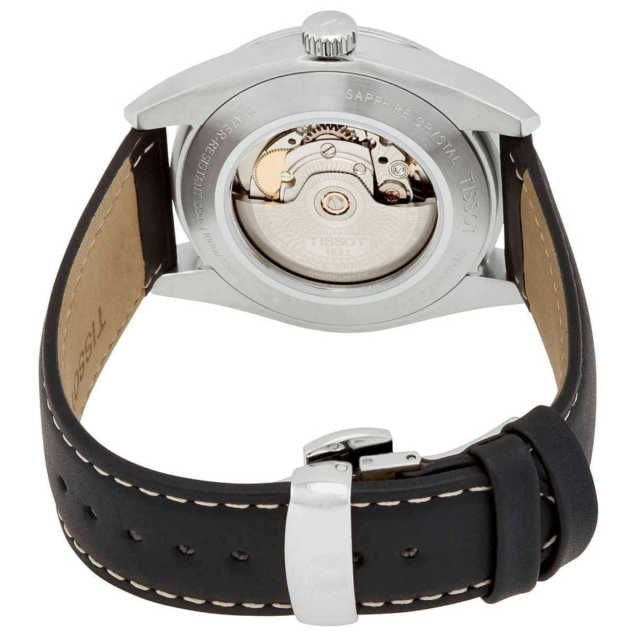 Tissot Gentleman Powermatic 80 Silicium Black Dial Black Leather Strap Watch For Men - T127.407.16.051.00