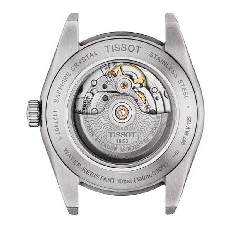 Tissot Gentleman Powermatic 80 Silicium Black Dial Black Leather Strap Watch For Men - T127.407.16.051.00
