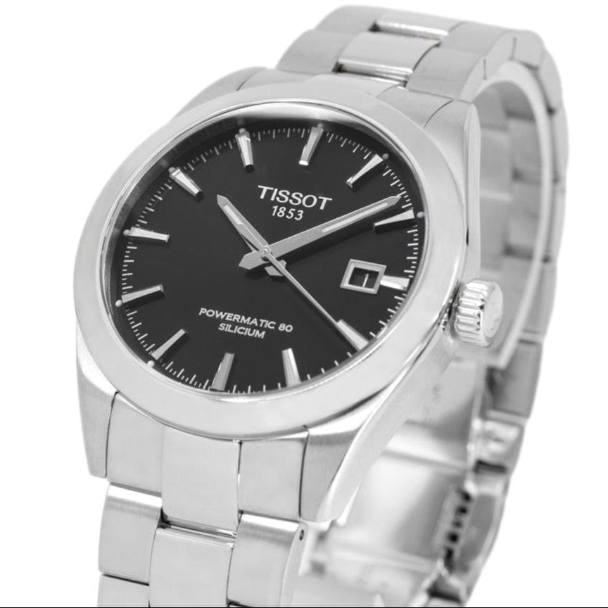 Tissot Gentleman Powermatic 80 Silicium Black Dial Silver Steel Strap Watch For Men - T127.407.11.051.00