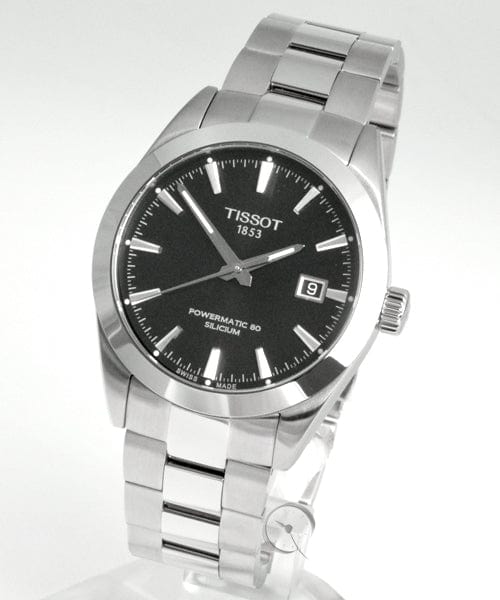 Tissot Gentleman Powermatic 80 Silicium Black Dial Silver Steel Strap Watch For Men - T127.407.11.051.00