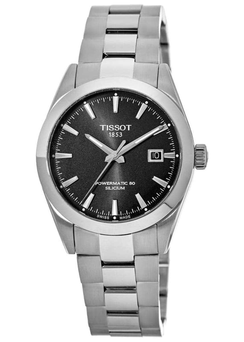 Tissot Gentleman Powermatic 80 Silicium Black Dial Silver Steel Strap Watch For Men - T127.407.11.051.00