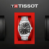 Tissot Gentleman Powermatic 80 Silicium Black Dial Silver Steel Strap Watch For Men - T127.407.11.061.01