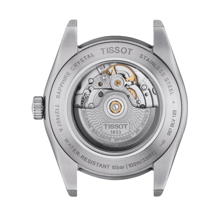 Tissot Gentleman Powermatic 80 Silicium Black Dial Silver Steel Strap Watch For Men - T127.407.11.061.01