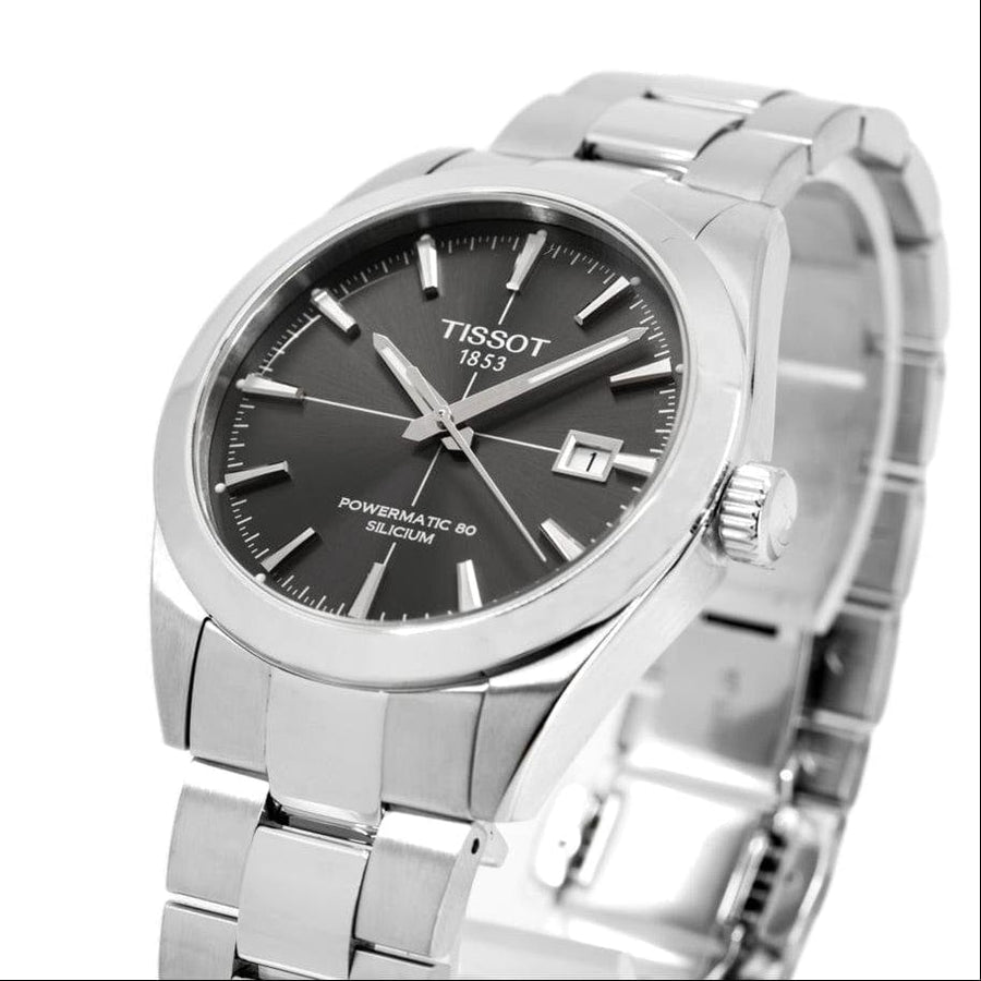 Tissot Gentleman Powermatic 80 Silicium Black Dial Silver Steel Strap Watch For Men - T127.407.11.061.01