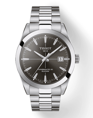 Tissot Gentleman Powermatic 80 Silicium Black Dial Silver Steel Strap Watch For Men - T127.407.11.061.01