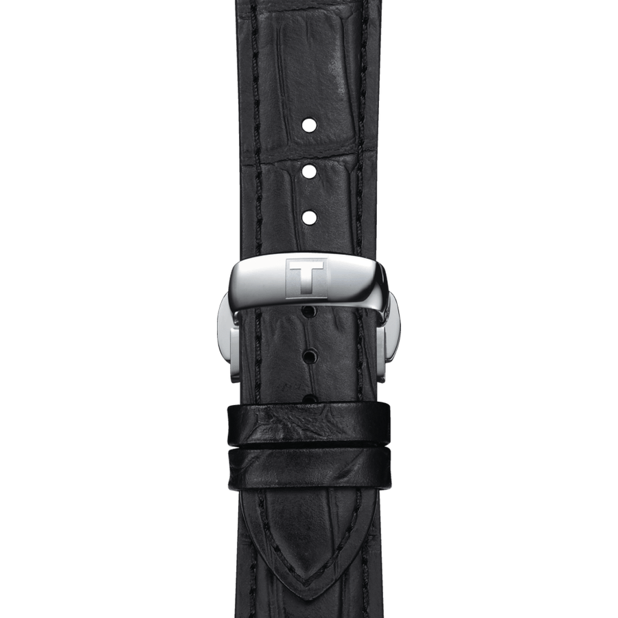 Tissot Gentleman Powermatic 80 Silicium Blue Dial Black Leather Strap Watch For Men - T127.407.16.041.01