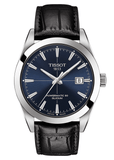 Tissot Gentleman Powermatic 80 Silicium Blue Dial Black Leather Strap Watch For Men - T127.407.16.041.01