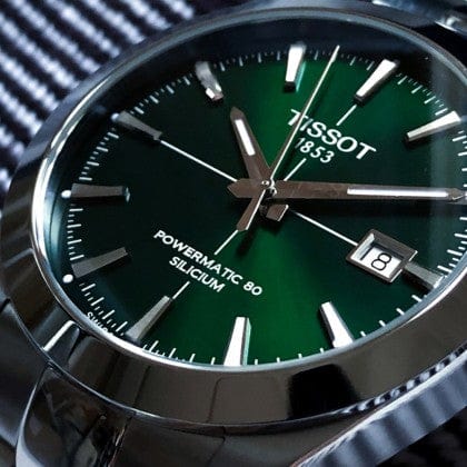 Tissot Gentleman Powermatic 80 Silicium Green Dial Silver Steel Strap Watch For Men - T127.407.11.091.01
