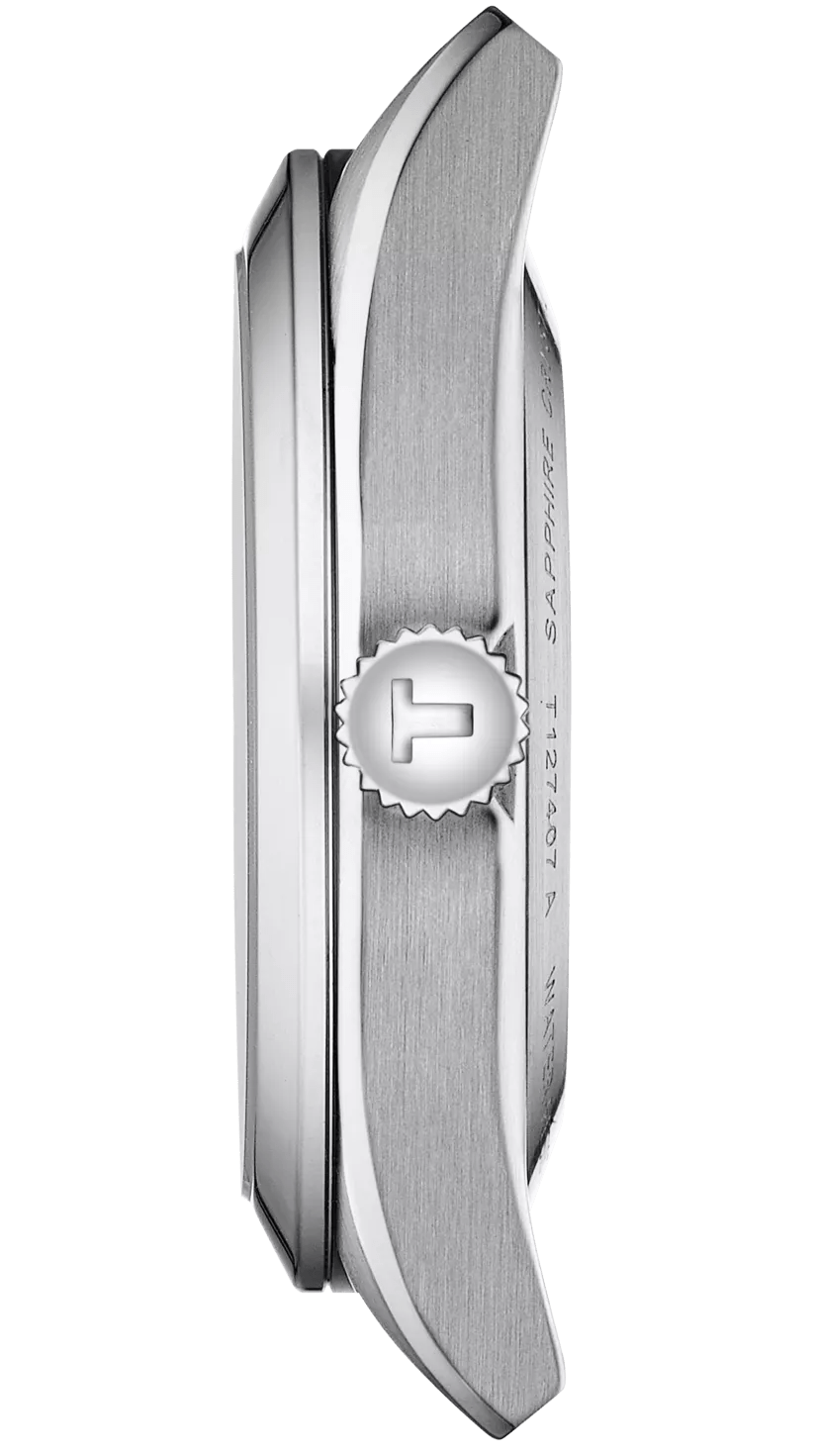 Tissot Gentleman Powermatic 80 Silicium Ice Blue Silver Steel Strap Watch For Men - T127.407.11.351.00
