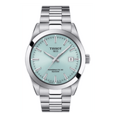 Tissot Gentleman Powermatic 80 Silicium Ice Blue Silver Steel Strap Watch For Men - T127.407.11.351.00