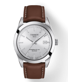 Tissot Gentleman Powermatic 80 Silicium Silver Dial Brown Leather Strap Watch For Men - T127.407.16.031.00