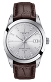 Tissot Gentleman Powermatic 80 Silicium Silver Dial Brown Leather Strap Watch For Men - T127.407.16.031.01