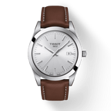 Tissot Gentleman Silver Dial Brown Leather Strap Watch For Men - T127.410.16.031.00
