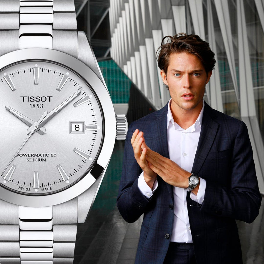 Tissot Gentleman Silver Dial Silver Steel Strap Watch For Men - T127.410.11.031.00