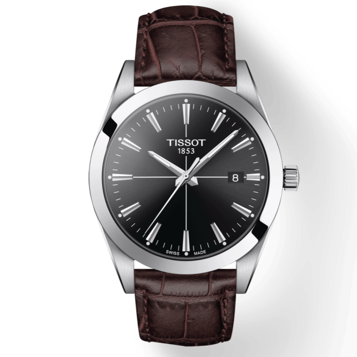 Tissot Gentlemen Black Dial Brown Leather Strap Watch for Men - T127.410.16.051.01