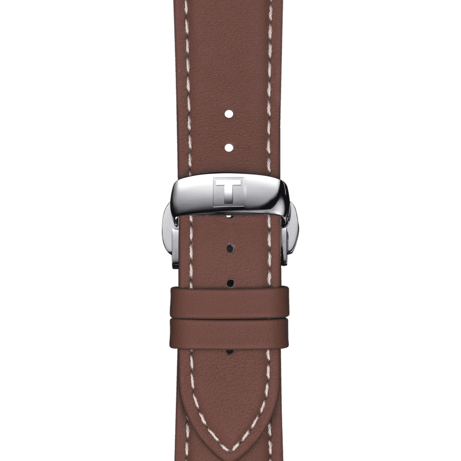 Tissot Gentlemen Powermatic 80 Silicium Blue Dial Brown Leather Strap Watch For Men - T127.407.16.041.00