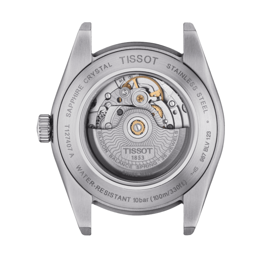 Tissot Gentlemen Powermatic 80 Silicium Blue Dial Brown Leather Strap Watch For Men - T127.407.16.041.00