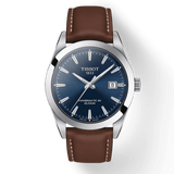 Tissot Gentlemen Powermatic 80 Silicium Blue Dial Brown Leather Strap Watch For Men - T127.407.16.041.00