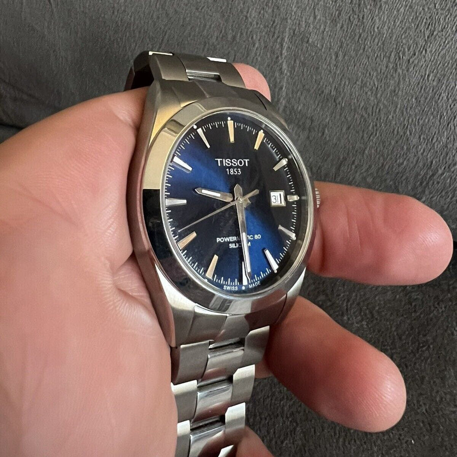 Tissot Gentlemen Powermatic 80 Silicium Blue Dial Silver Steel Strap Watch For Men - T127.407.11.041.00
