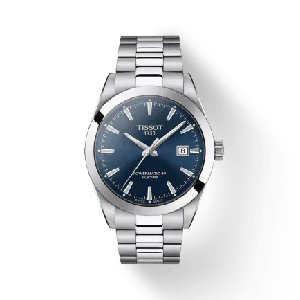 Tissot Gentlemen Powermatic 80 Silicium Blue Dial Silver Steel Strap Watch For Men - T127.407.11.041.00