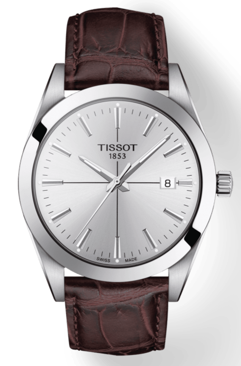 Tissot Gentlemen Silver Dial Brown Leather Strap Watch for Men - T127.410.16.031.01