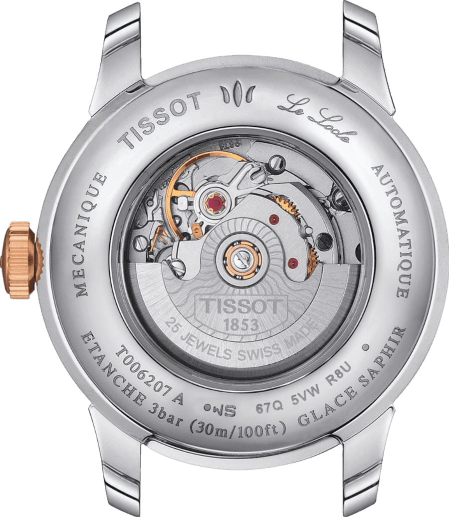 Tissot Le Locle Automatic Diamonds Mother of Pearl Black Dial Silver Steel Strap Watch For Women - T006.207.11.126.00