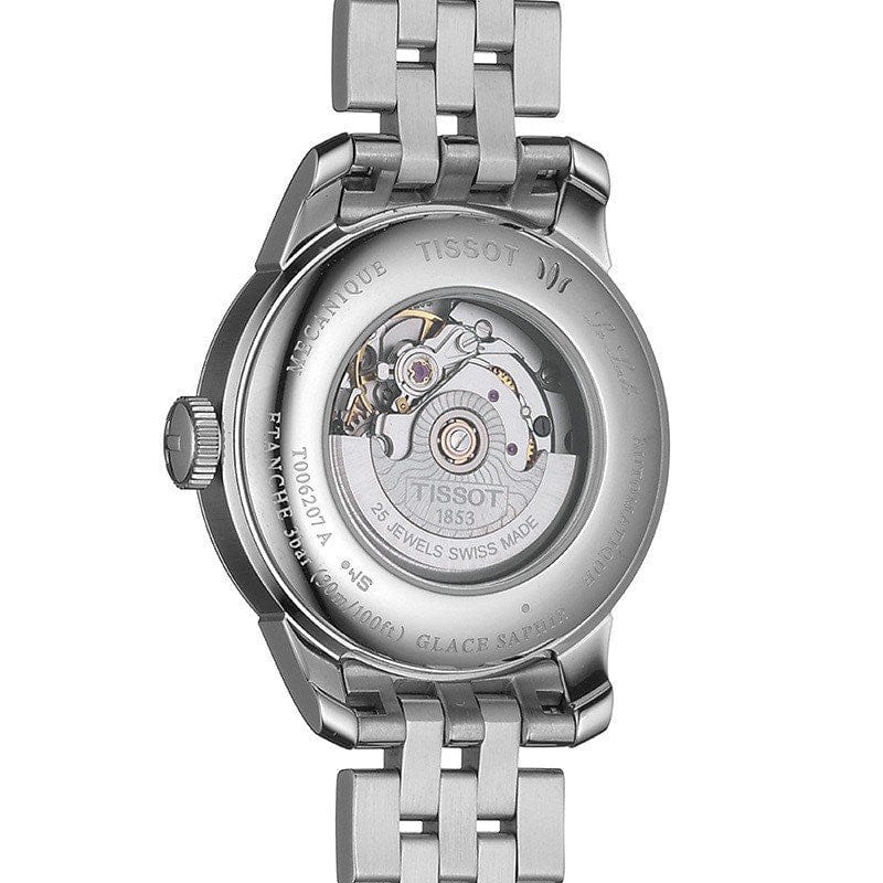 Tissot Le Locle Automatic Diamonds Mother of Pearl Black Dial Silver Steel Strap Watch For Women - T006.207.11.126.00