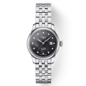 Tissot Le Locle Automatic Diamonds Mother of Pearl Black Dial Silver Steel Strap Watch For Women - T006.207.11.126.00
