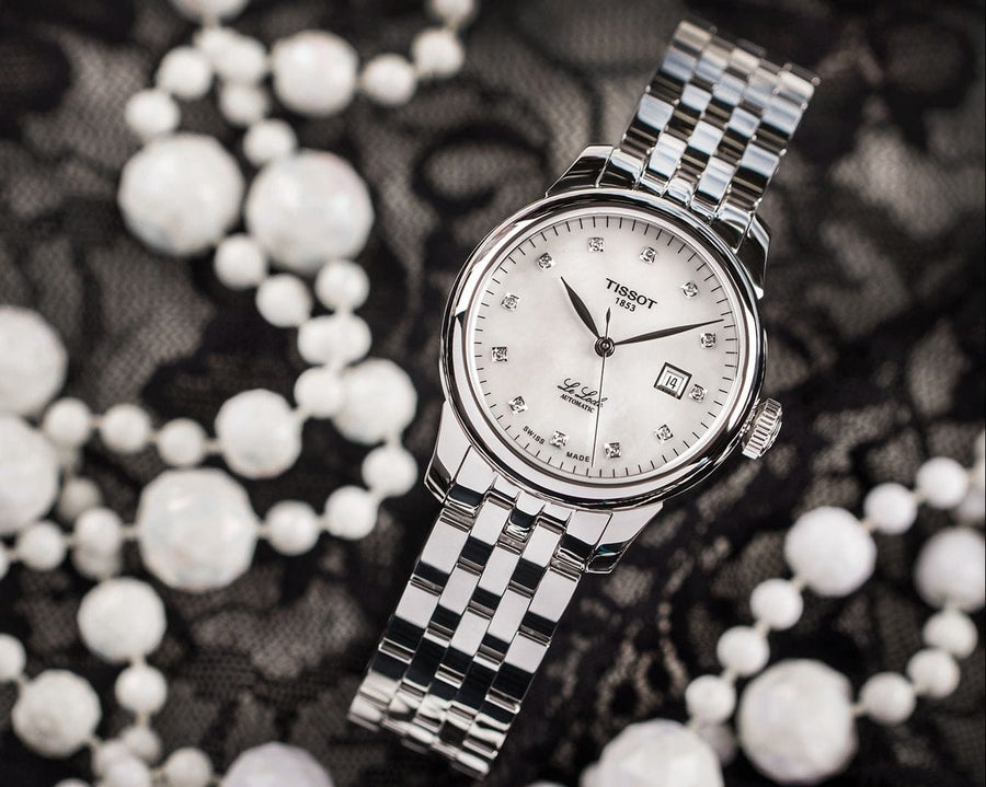 Tissot Le Locle Automatic Diamonds Mother of Pearl Dial Silver Steel Strap Watch For Women - T006.207.11.116.00