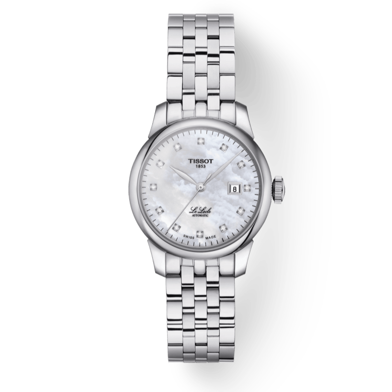 Tissot Le Locle Automatic Diamonds Mother of Pearl Dial Silver Steel Strap Watch For Women - T006.207.11.116.00