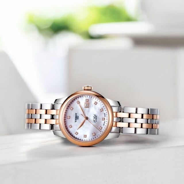 Tissot Le Locle Automatic Diamonds Mother of Pearl White Dial Two Tone Steel Strap Watch For Women - T006.207.22.116.00