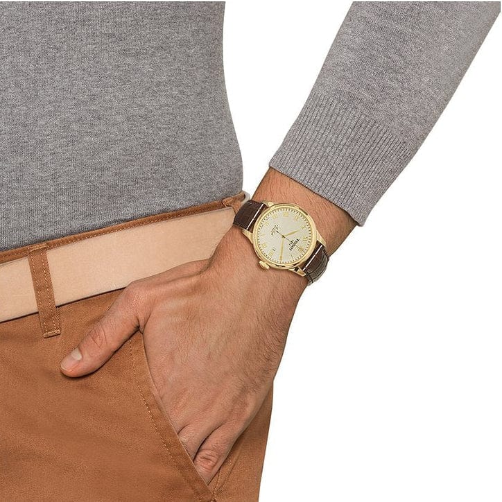 Tissot Le Locle Automatic Gold Dial Brown Leather Strap Watch For Men - T41.5.413.73