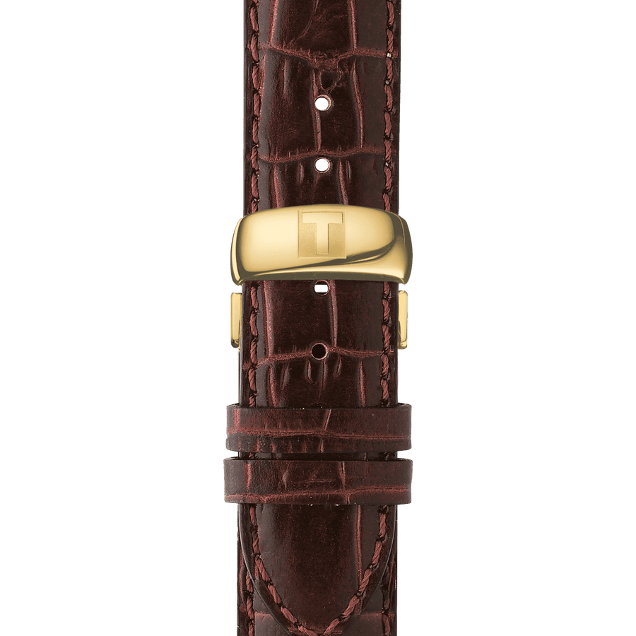Tissot Le Locle Automatic Gold Dial Brown Leather Strap Watch For Men - T41.5.413.73