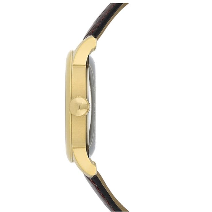 Tissot Le Locle Automatic Gold Dial Brown Leather Strap Watch For Men - T41.5.413.73