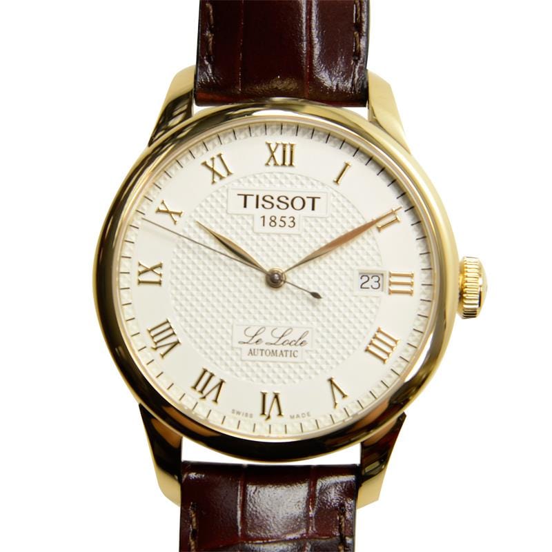 Tissot Le Locle Automatic Gold Dial Brown Leather Strap Watch For Men - T41.5.413.73