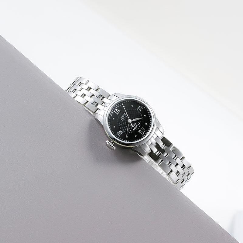 Tissot Le Locle Automatic Lady Black Dial Silver Steel Strap Watch For Women - T41.1.183.56