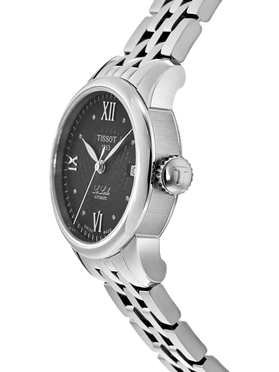 Tissot Le Locle Automatic Lady Black Dial Silver Steel Strap Watch For Women - T41.1.183.56