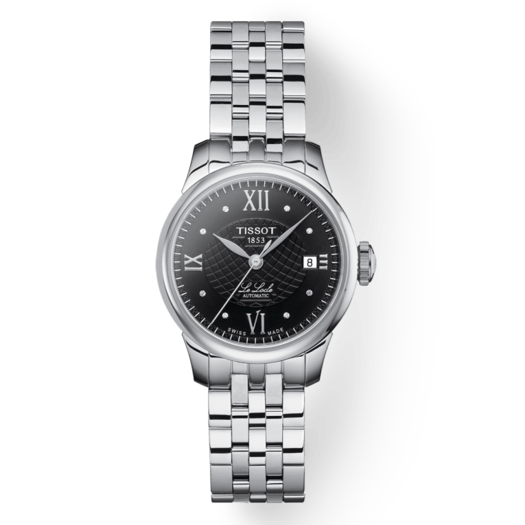 Tissot Le Locle Automatic Lady Black Dial Silver Steel Strap Watch For Women - T41.1.183.56
