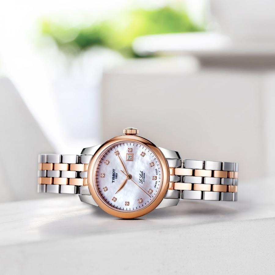 Tissot Le Locle Automatic Lady Mother of Pearl Dial Two Tone Steel Strap Watch For Women - T006.207.22.116.00