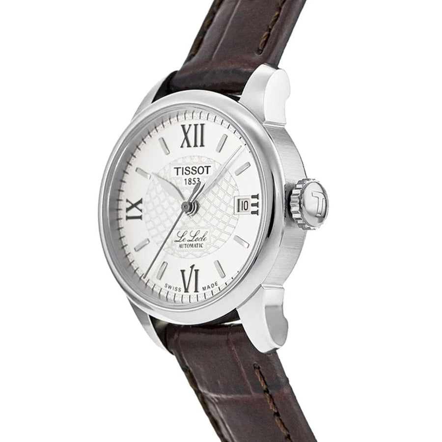 Tissot Le Locle Automatic Lady Silver Dial Brown Leather Strap Watch For Women - T41.1.113.77