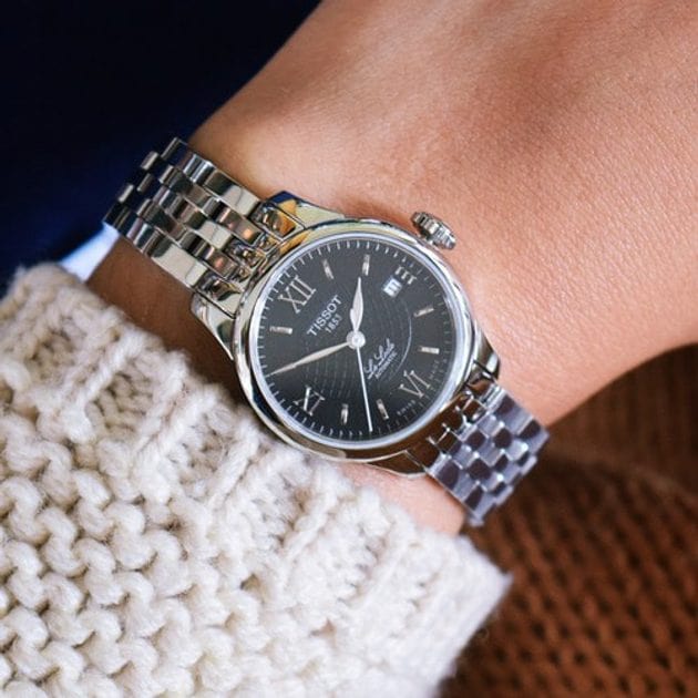 Tissot Le Locle Automatic Small Lady Black Dial Silver Steel Strap Watch For Women - T41.1.183.53