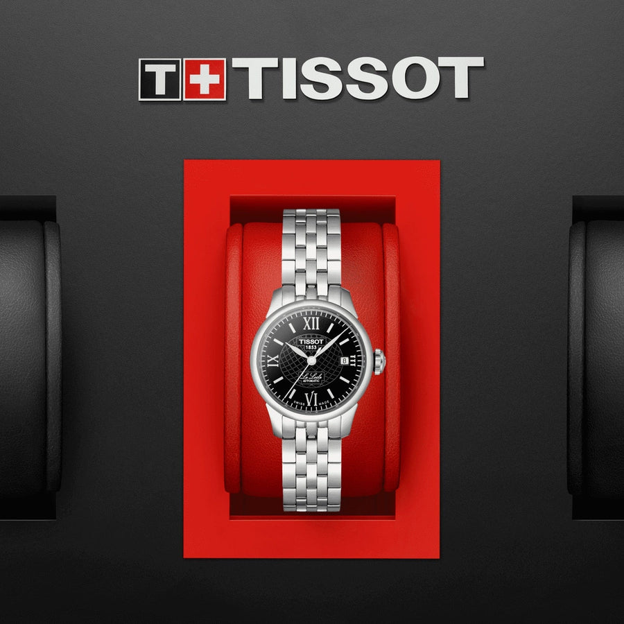 Tissot Le Locle Automatic Small Lady Black Dial Silver Steel Strap Watch For Women - T41.1.183.53