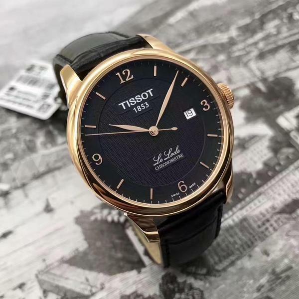 Tissot Le Locle Chronometer Black Dial Black Leather Strap Watch For Men - T006.408.36.057.00