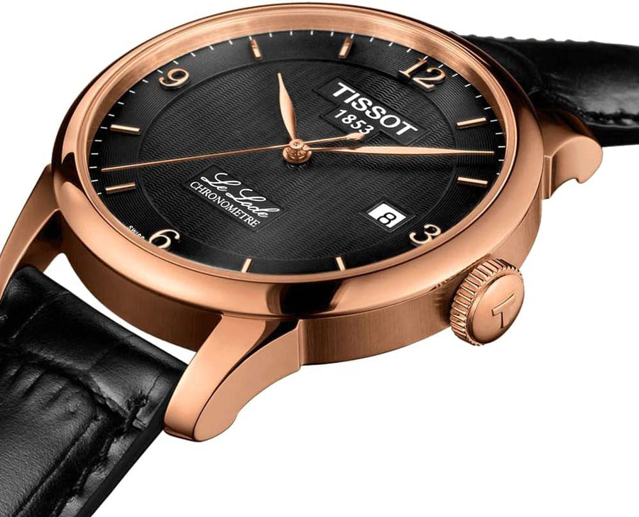 Tissot Le Locle Chronometer Black Dial Black Leather Strap Watch For Men - T006.408.36.057.00