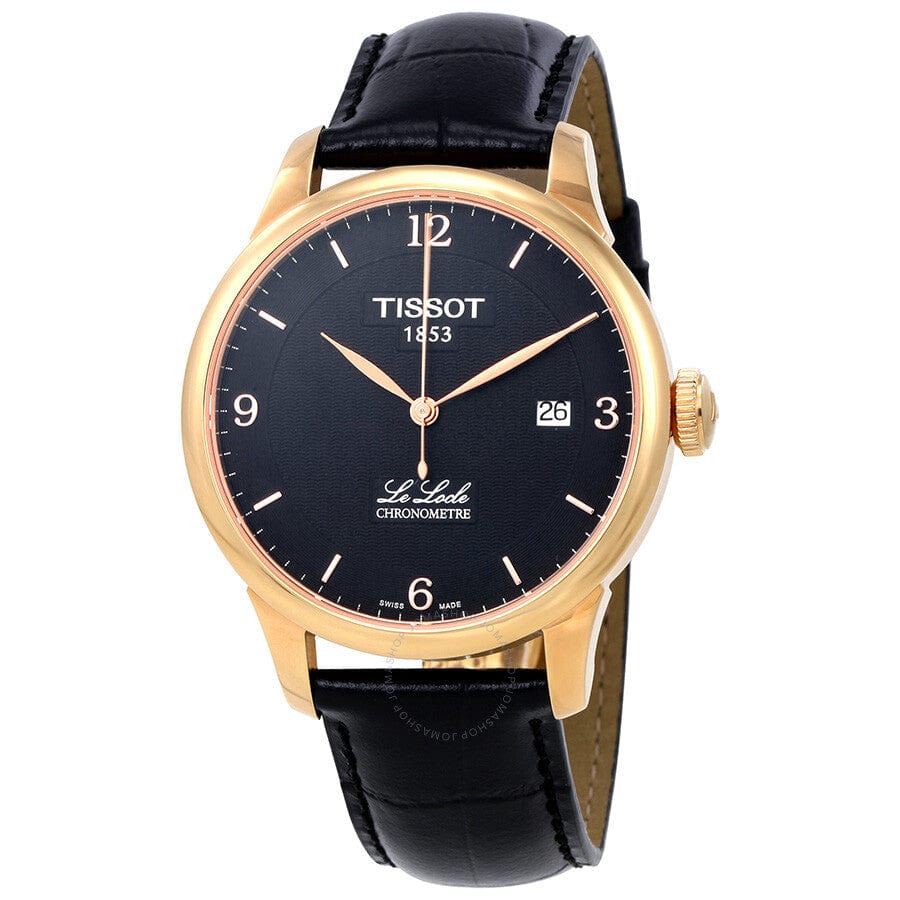 Tissot Le Locle Chronometer Black Dial Black Leather Strap Watch For Men - T006.408.36.057.00