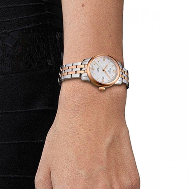 Tissot Le Locle Lady Automatic Diamonds Silver Dial Two Tone Steel Strap Watch For Women - T006.207.22.036.00