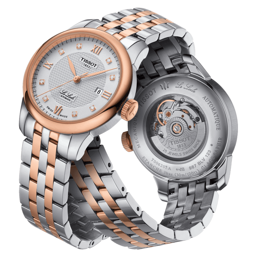 Tissot Le Locle Lady Automatic Diamonds Silver Dial Two Tone Steel Strap Watch For Women - T006.207.22.036.00