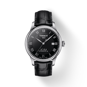 Tissot Le Locle Powermatic 80 Black Dial Black Leather Strap Watch For Men - T006.407.16.053.00