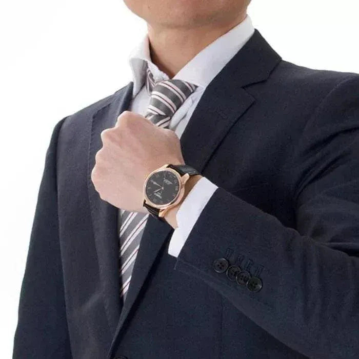 Tissot Le Locle Powermatic 80 Black Dial Black Leather Strap Watch For Men - T006.407.36.053.00